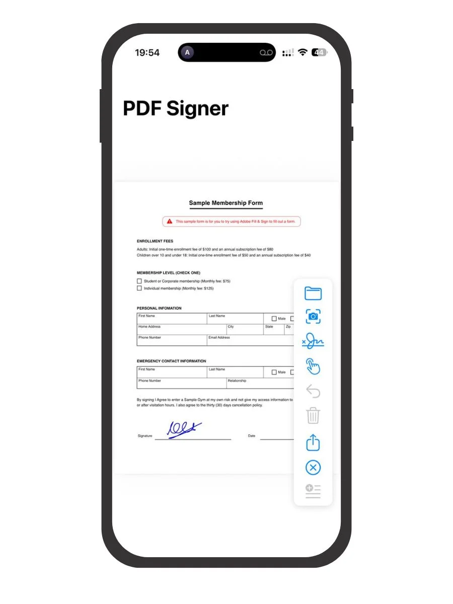 Put your signature at the right place of Pdf file