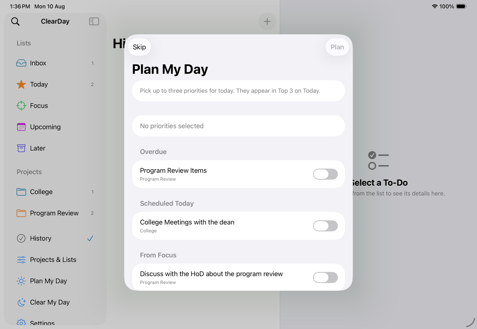 Day Planning